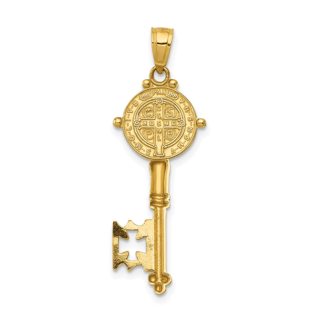 Gold Double-Sided St. Benedict Key Pendant Model-K6357 - Charlie & Co. Jewelry