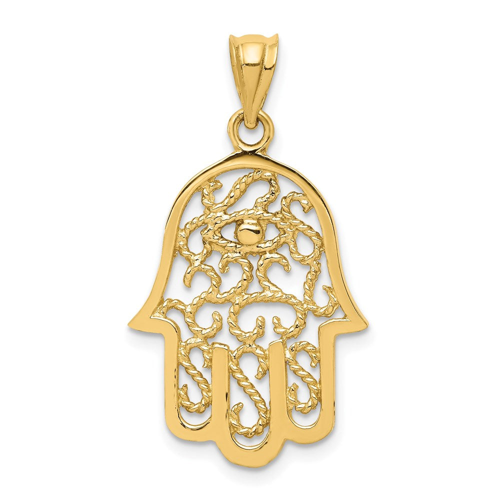 Charlie & Co Jewelry | 14k Polished Filigree Hamsa Pendant - Model K6378