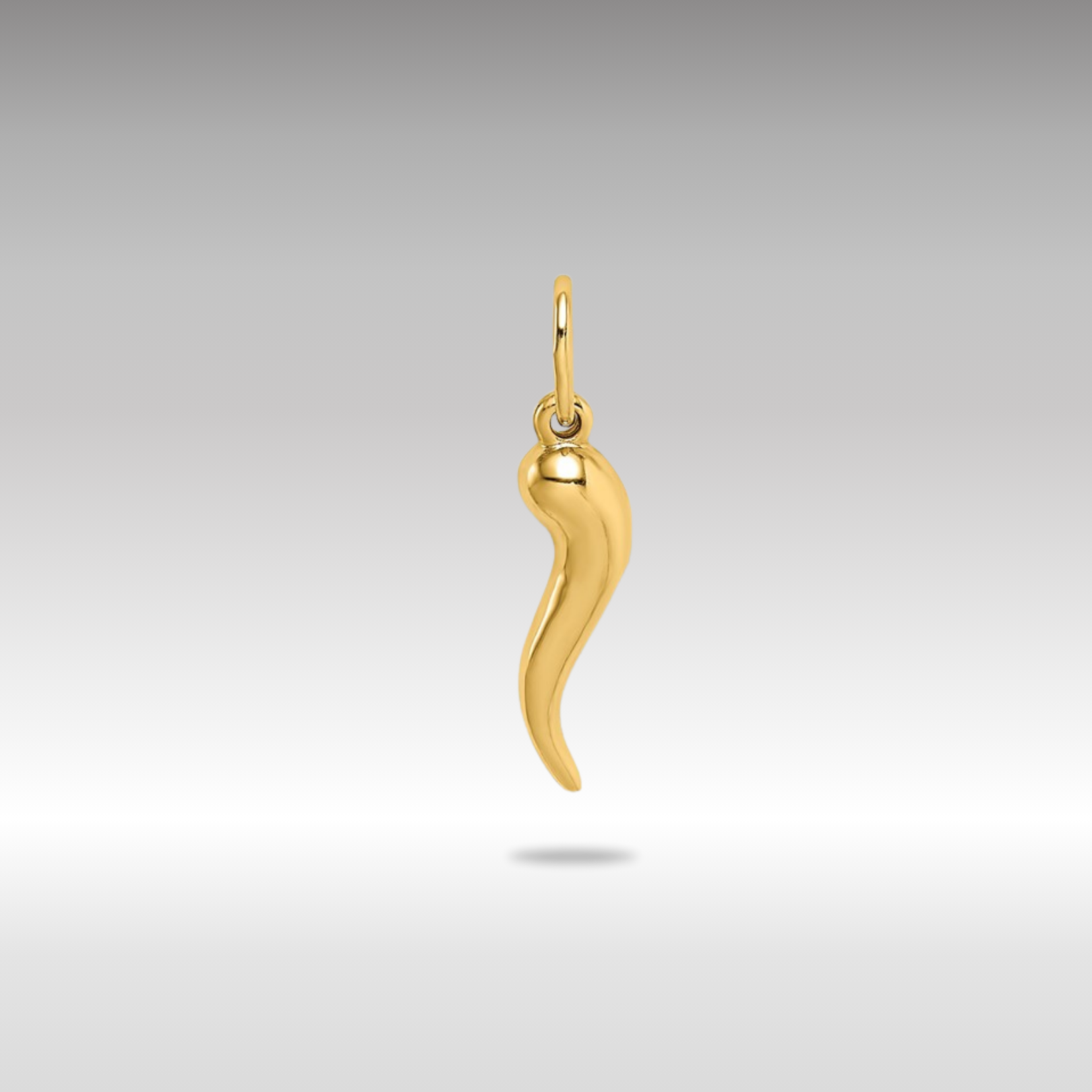 Gold Small 3D Italian Horn Pendant - Model K6390