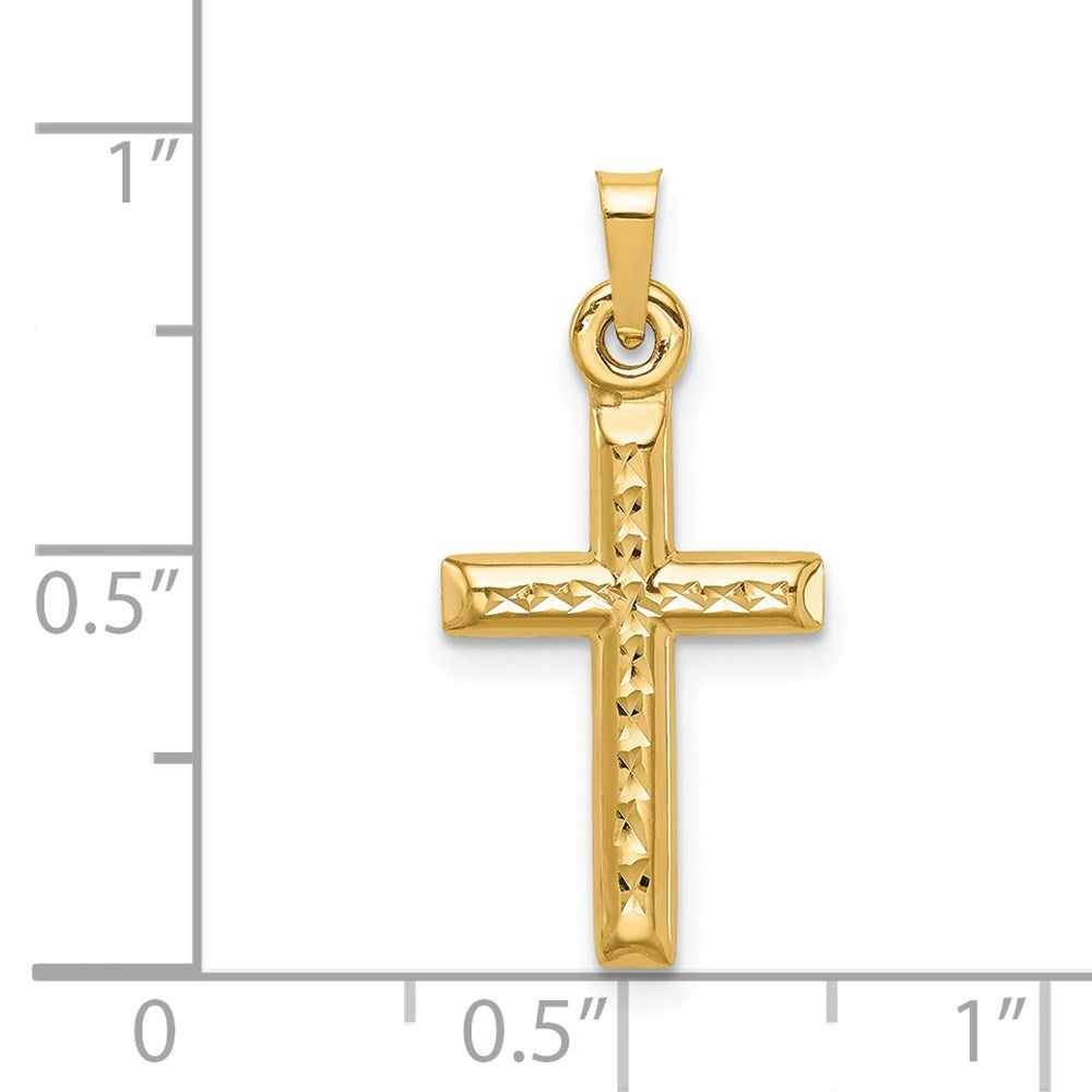 Charlie & Co Jewelry | 14k Hollow Diamond-cut Cross Pendant - Model K6398