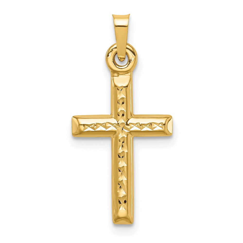 Charlie & Co Jewelry | 14k Hollow Diamond-cut Cross Pendant - Model K6398
