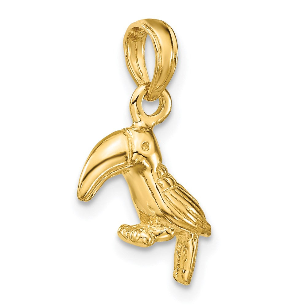 14K Gold 3D Textured/Polished Toucan Bird Pendant - Charlie & Co. Jewelry