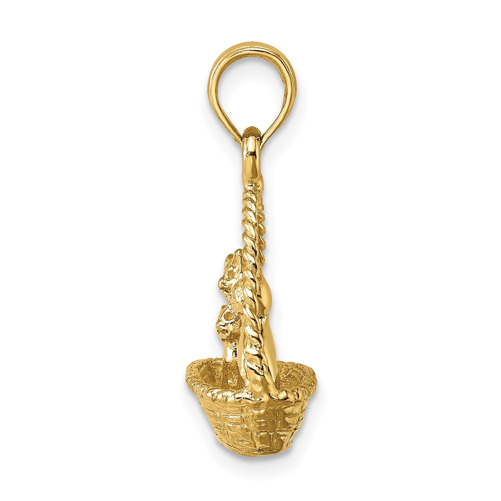 14K Gold 3D Cats Inside Of Basket Pendant - Charlie & Co. Jewelry