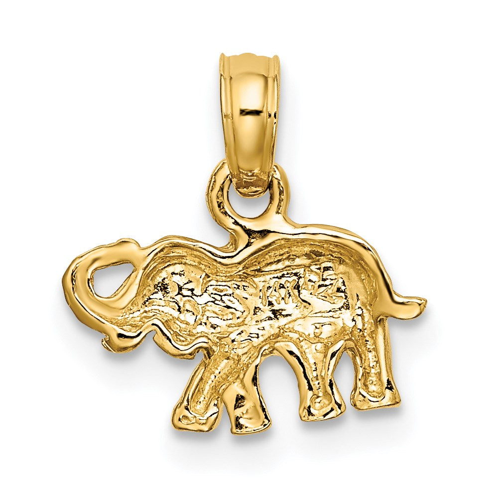 14K Gold Polished Small Elephant Necklace Pendant - Charlie & Co. Jewelry