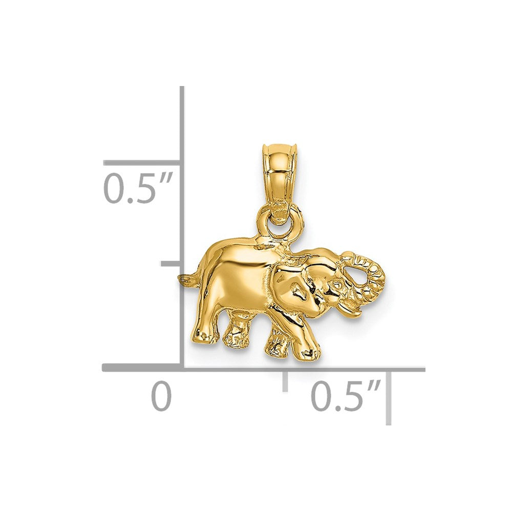 14K Gold Polished Small Elephant Necklace Pendant - Charlie & Co. Jewelry