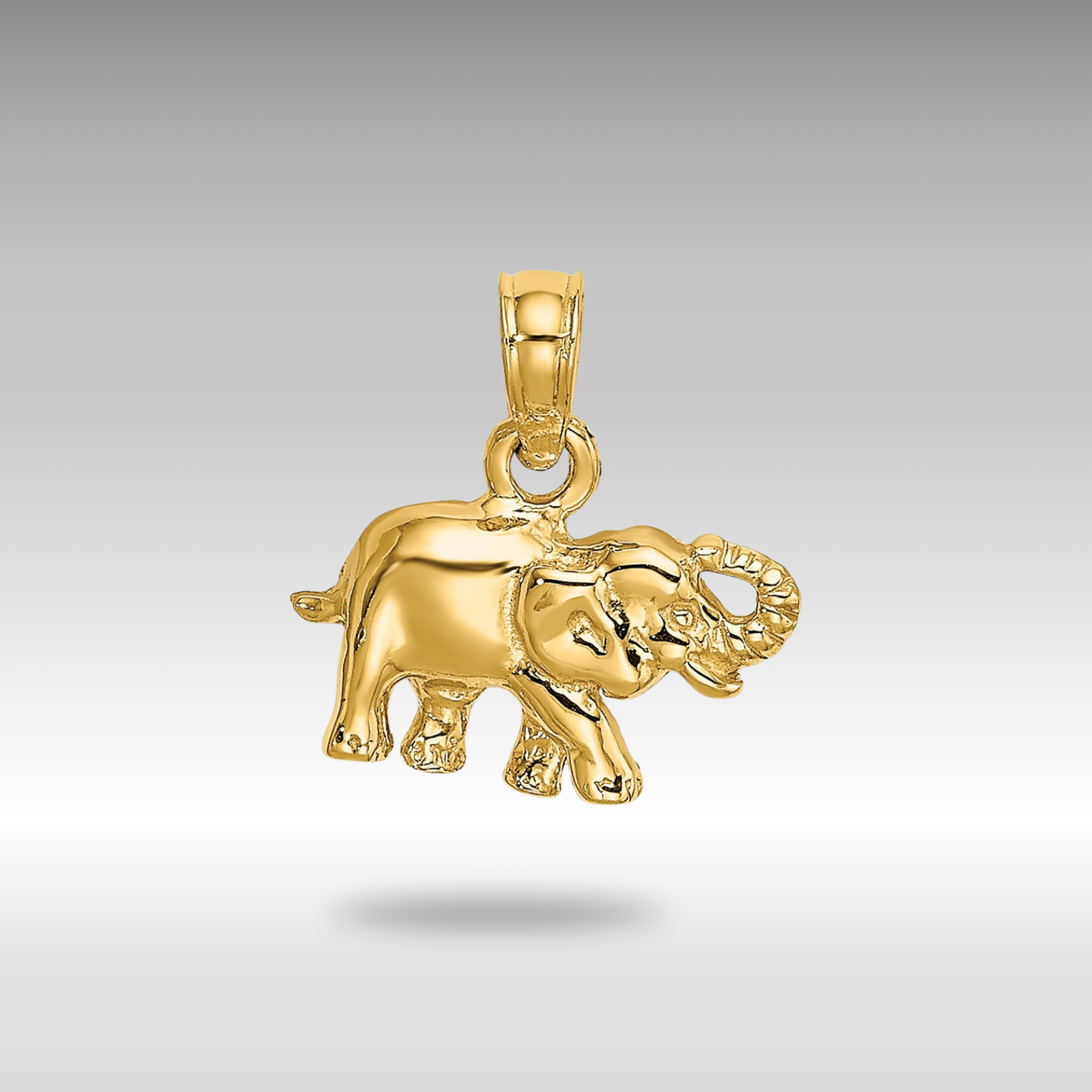 Gold Polished Small Elephant Necklace Pendant - Charlie & Co. Jewelry