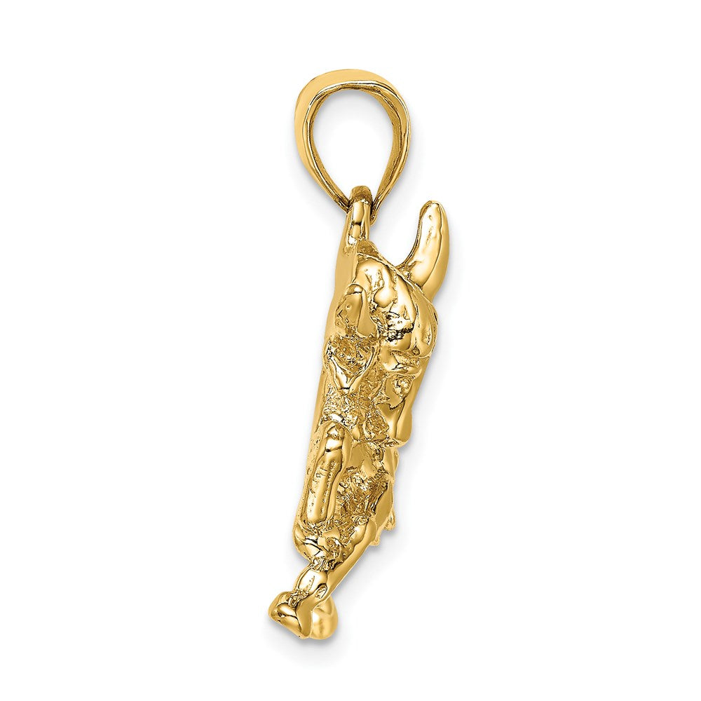 Gold Large Polished Raging Bull with Horns Charm Necklace - Model K6491 - Charlie & Co. Jewelry