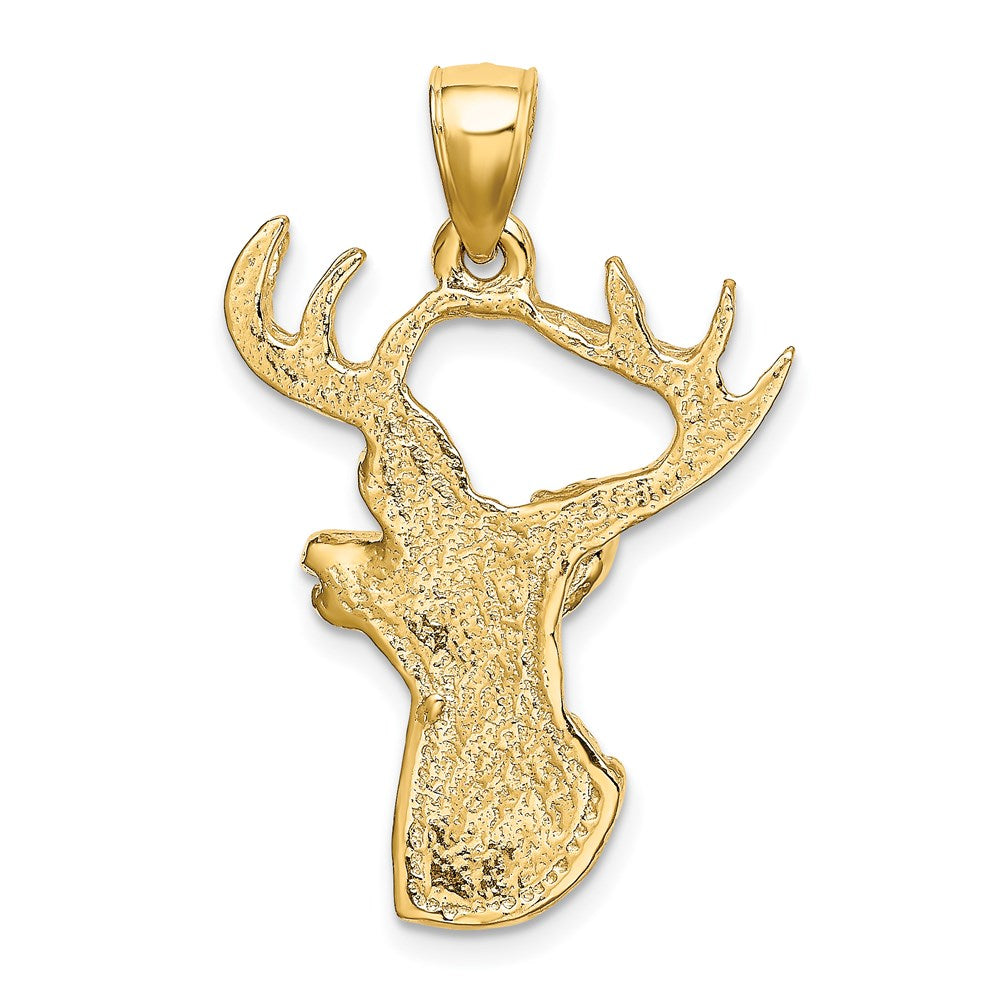 Gold 2D Deer Head Profile Charm Model-K6494 - Charlie & Co. Jewelry
