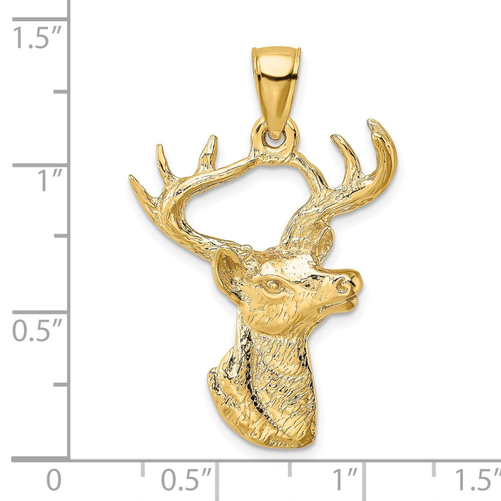 14K Gold 2D Deer Head Profile Charm - Charlie & Co. Jewelry