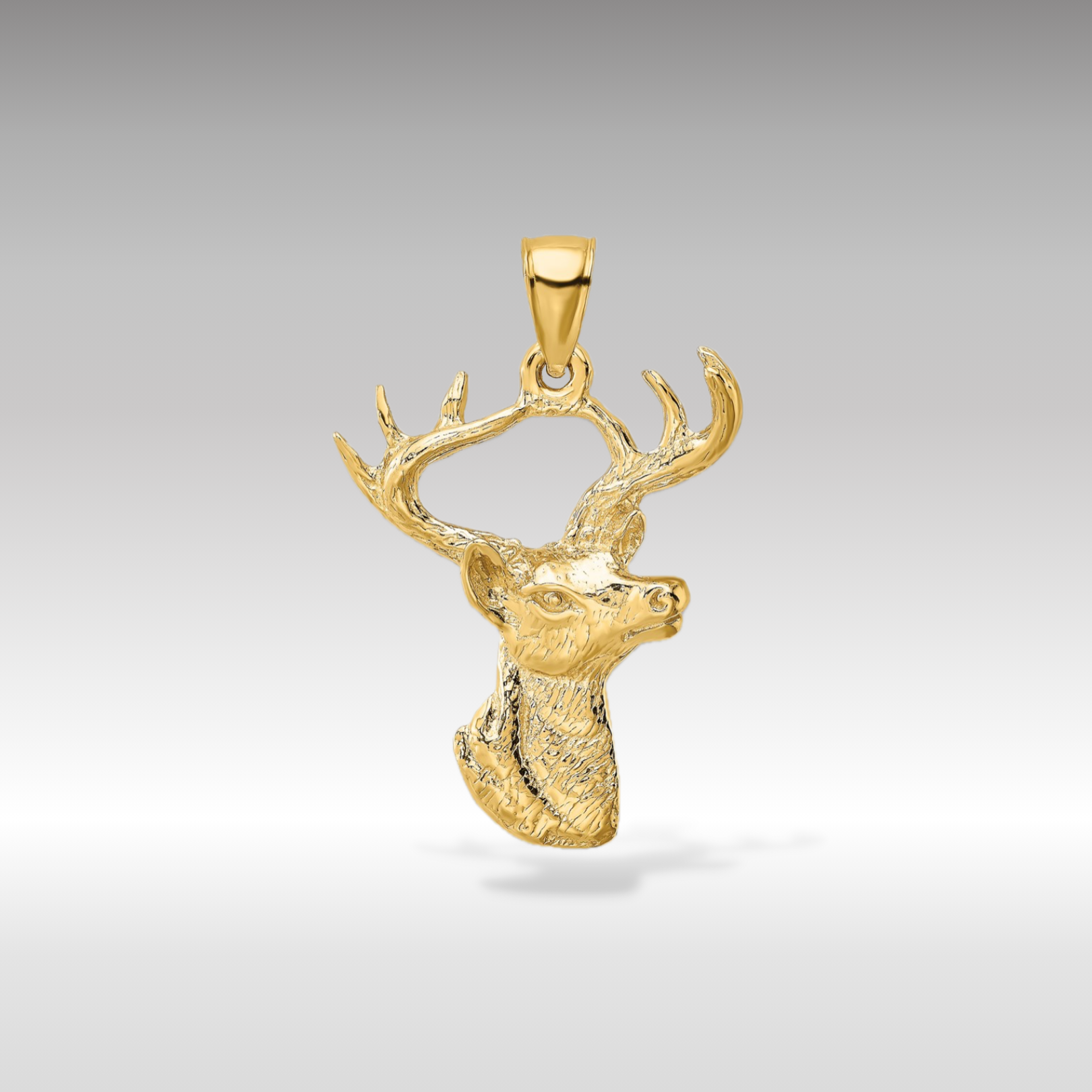 14K Gold 2D Deer Head Profile Charm - Charlie & Co. Jewelry