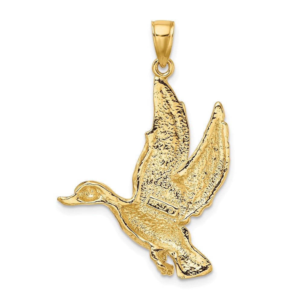 Gold Flying Mallard Duck Necklace Pendant Model-K6505 - Charlie & Co. Jewelry