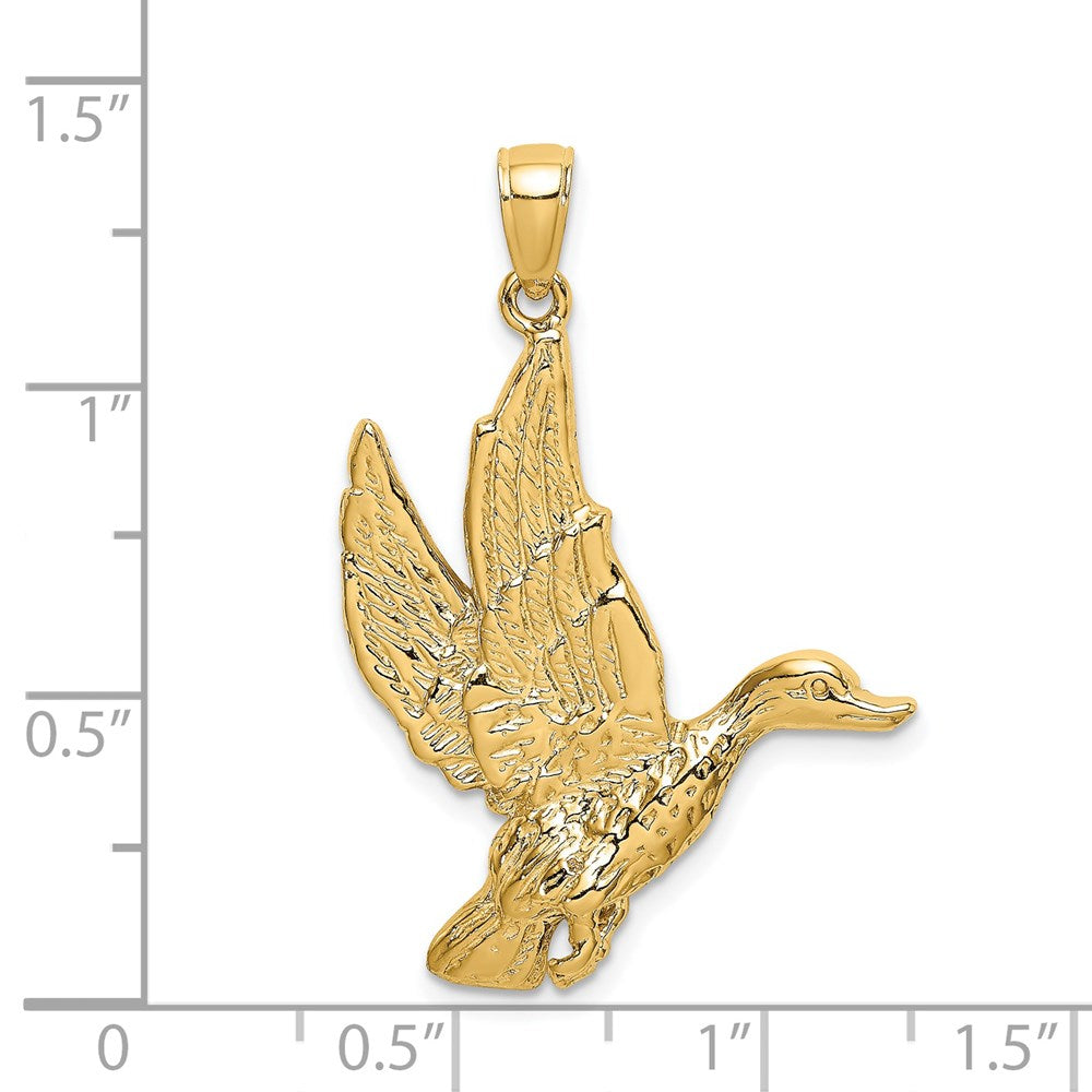 Gold Flying Mallard Duck Necklace Pendant Model-K6505 - Charlie & Co. Jewelry