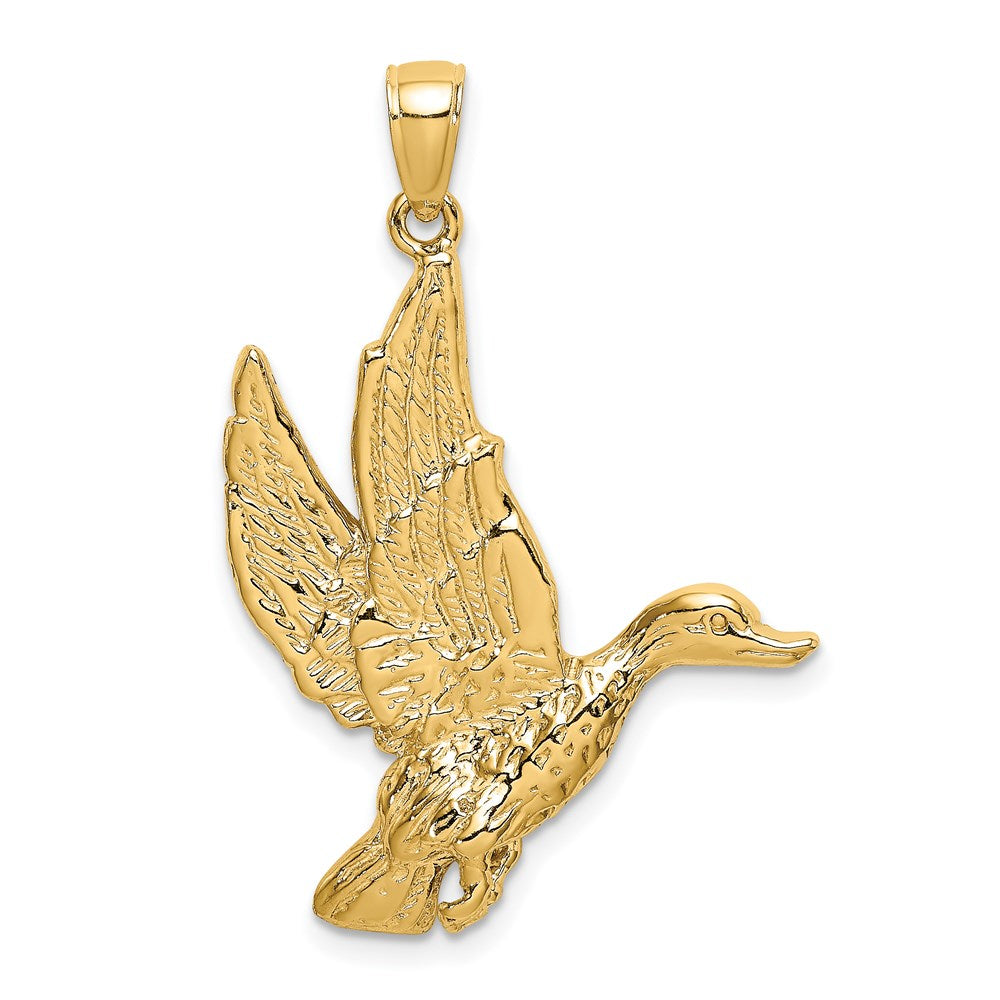 Gold Flying Mallard Duck Necklace Pendant Model-K6505 - Charlie & Co. Jewelry