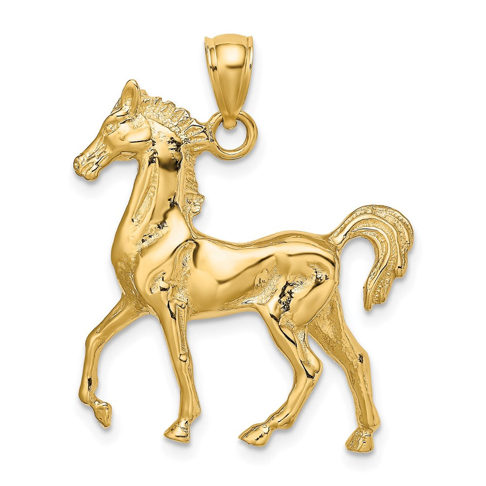 14K Gold 3D Polished Horse Pendant - Charlie & Co. Jewelry