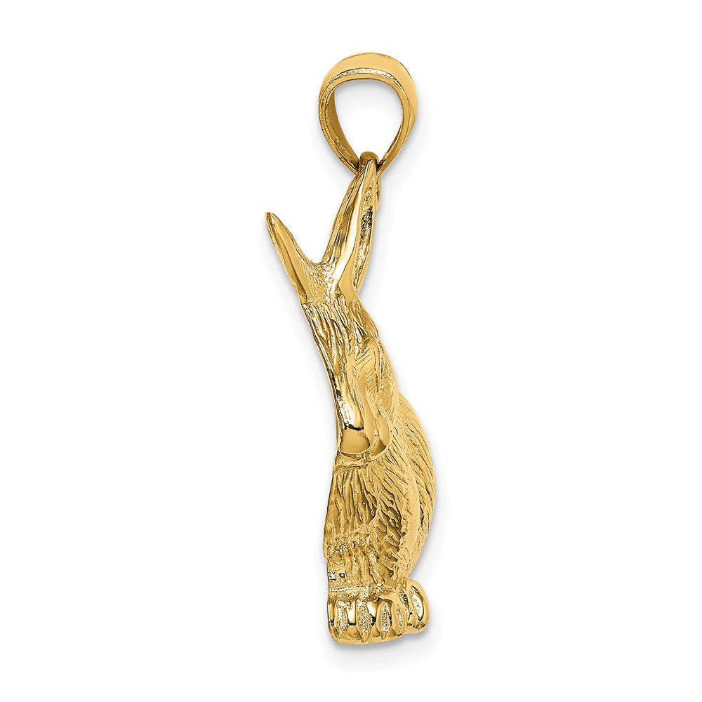 14K Gold Large Textured Sitting Rabbit Necklace Pendant - Charlie & Co. Jewelry