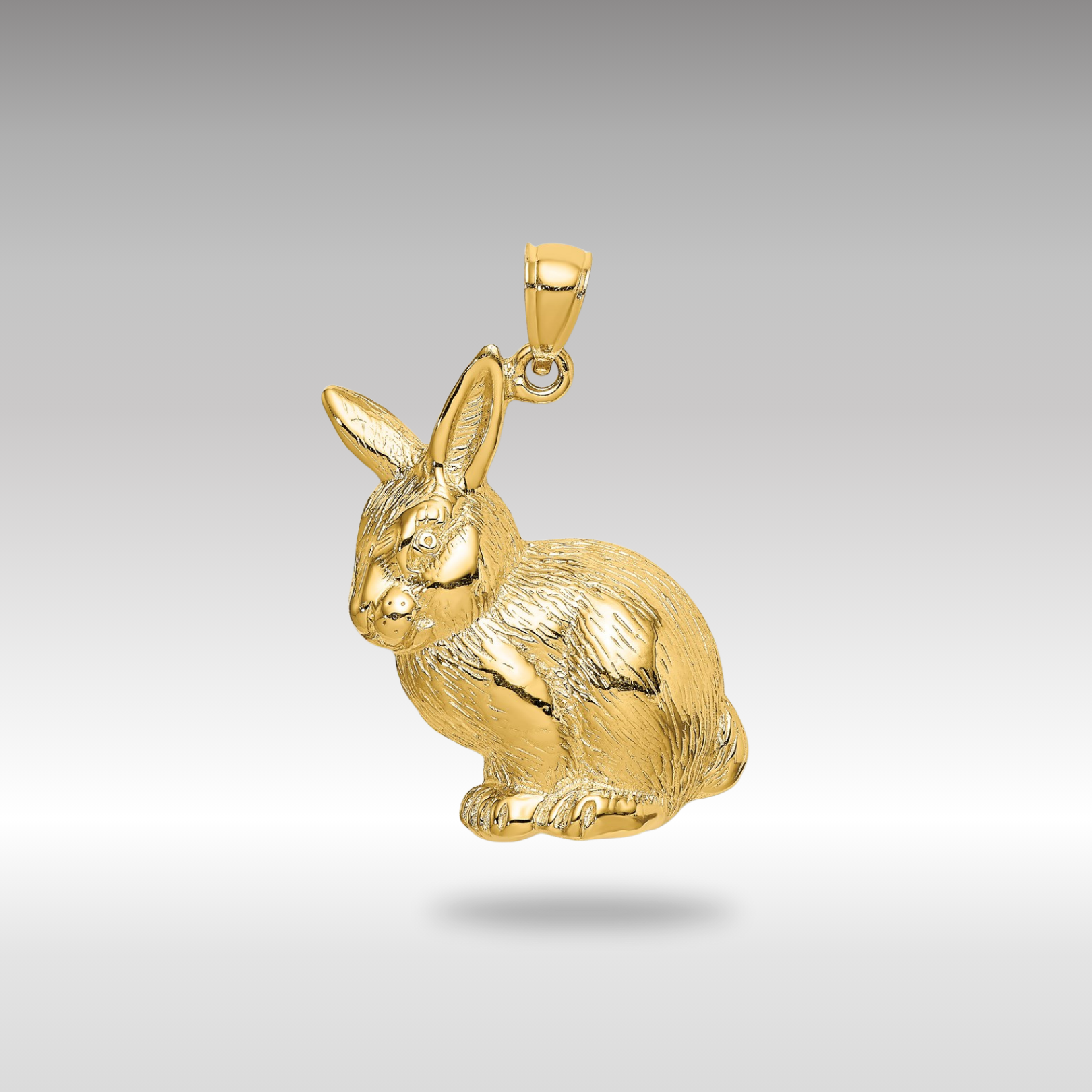 Gold Large Textured Sitting Rabbit Necklace Pendant - Charlie & Co. Jewelry