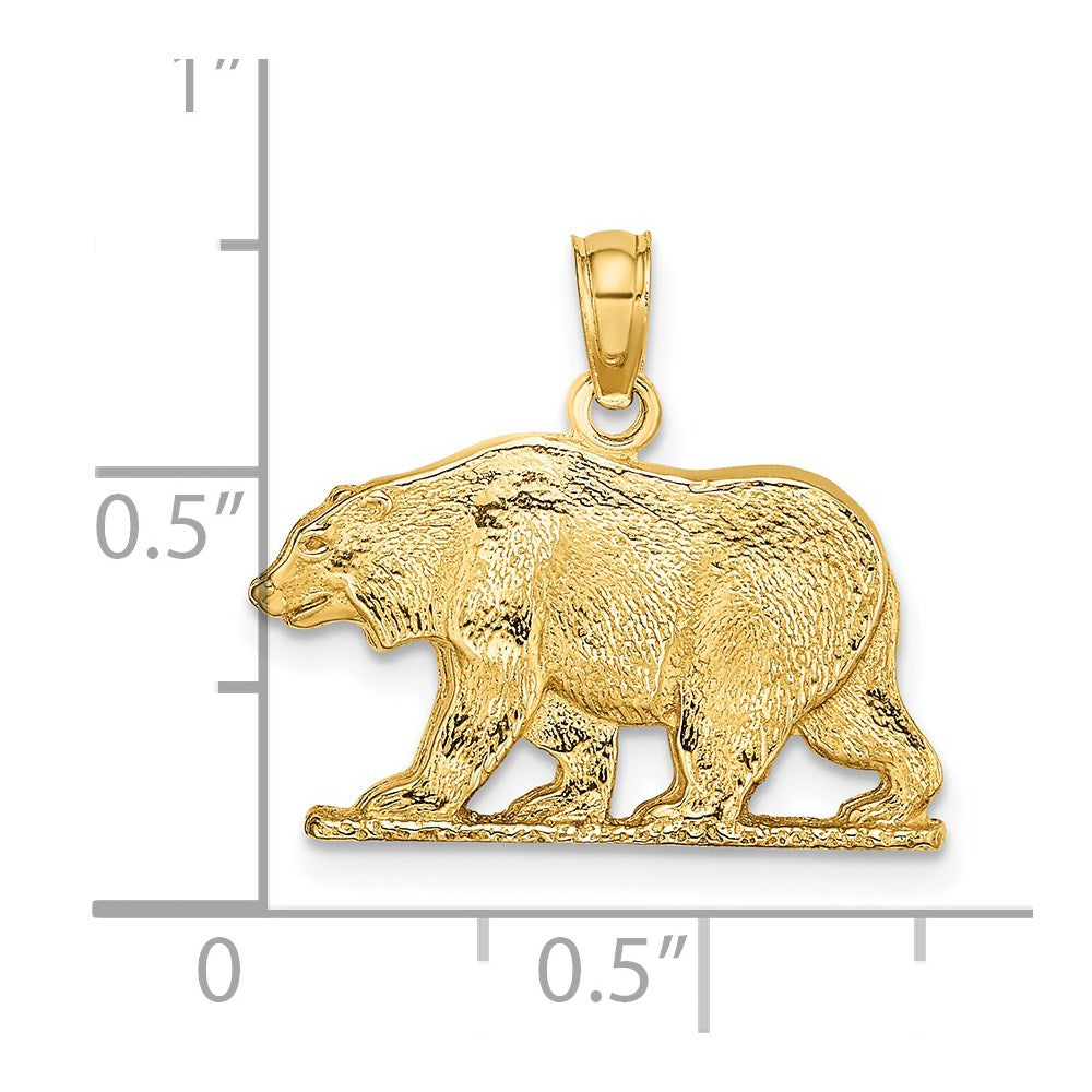 14K Gold Textured Bear Pendant - Charlie & Co. Jewelry