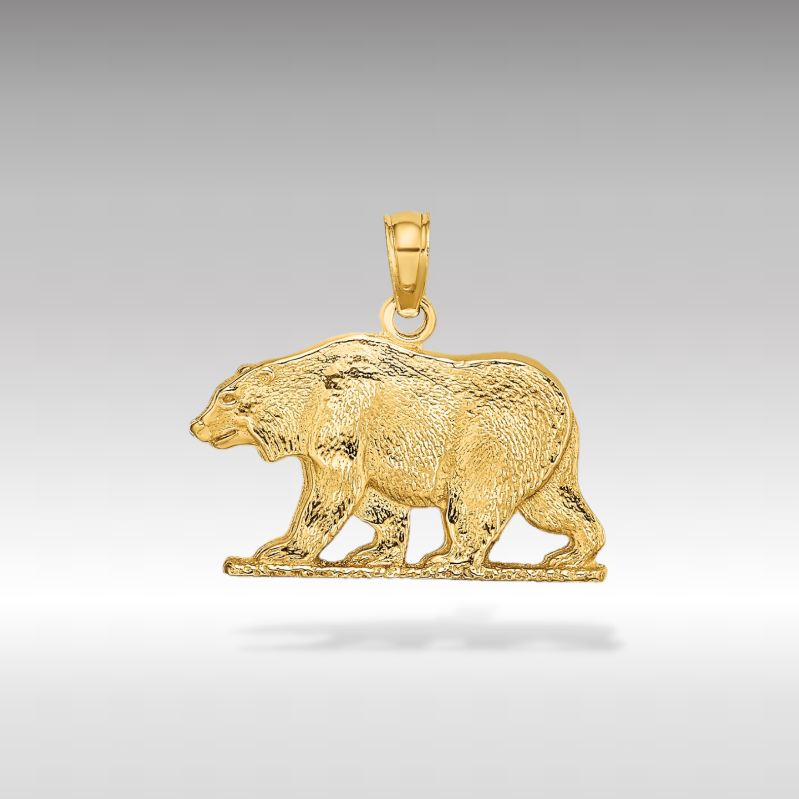 14K Gold Textured Bear Pendant - Charlie & Co. Jewelry