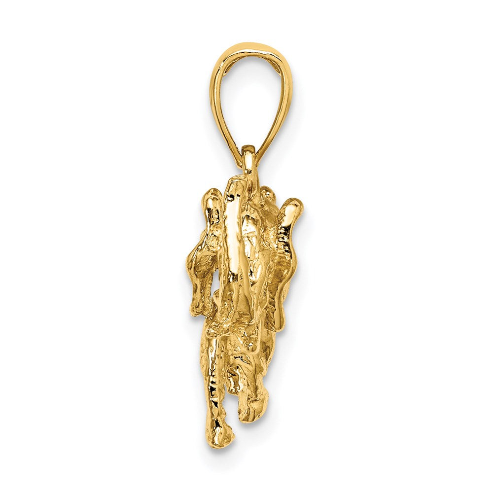 14K Gold 3-D Elephant Necklace with Tusk Charm - Charlie & Co. Jewelry