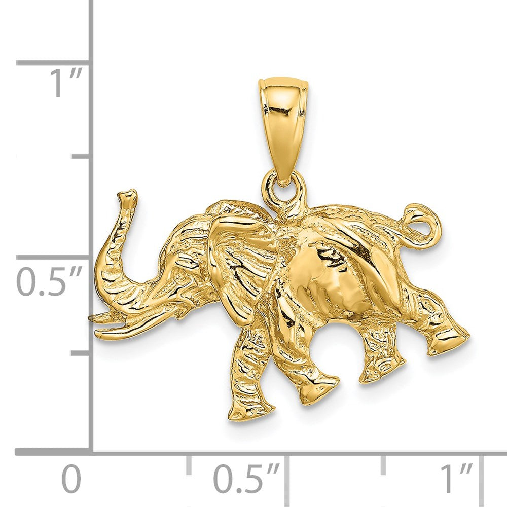 14K Gold 3-D Elephant Necklace with Tusk Charm - Charlie & Co. Jewelry