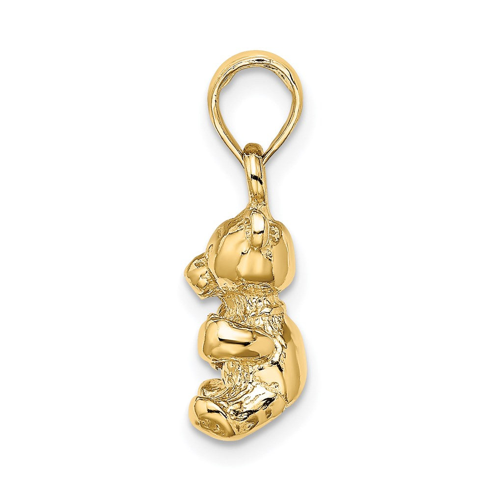 14K Gold 3D Teddy Bear with Bow Tie Pendant - Charlie & Co. Jewelry