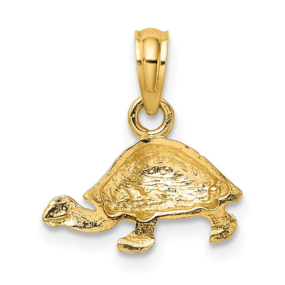 14k Gold Polished and Engraved Mini Turtle Charm - Charlie & Co. Jewelry