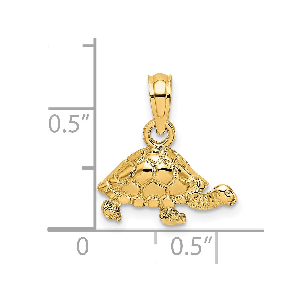 14k Gold Polished and Engraved Mini Turtle Charm - Charlie & Co. Jewelry