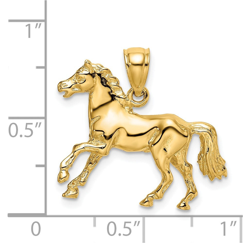 14K Gold 3D Horse Pendant - Charlie & Co. Jewelry