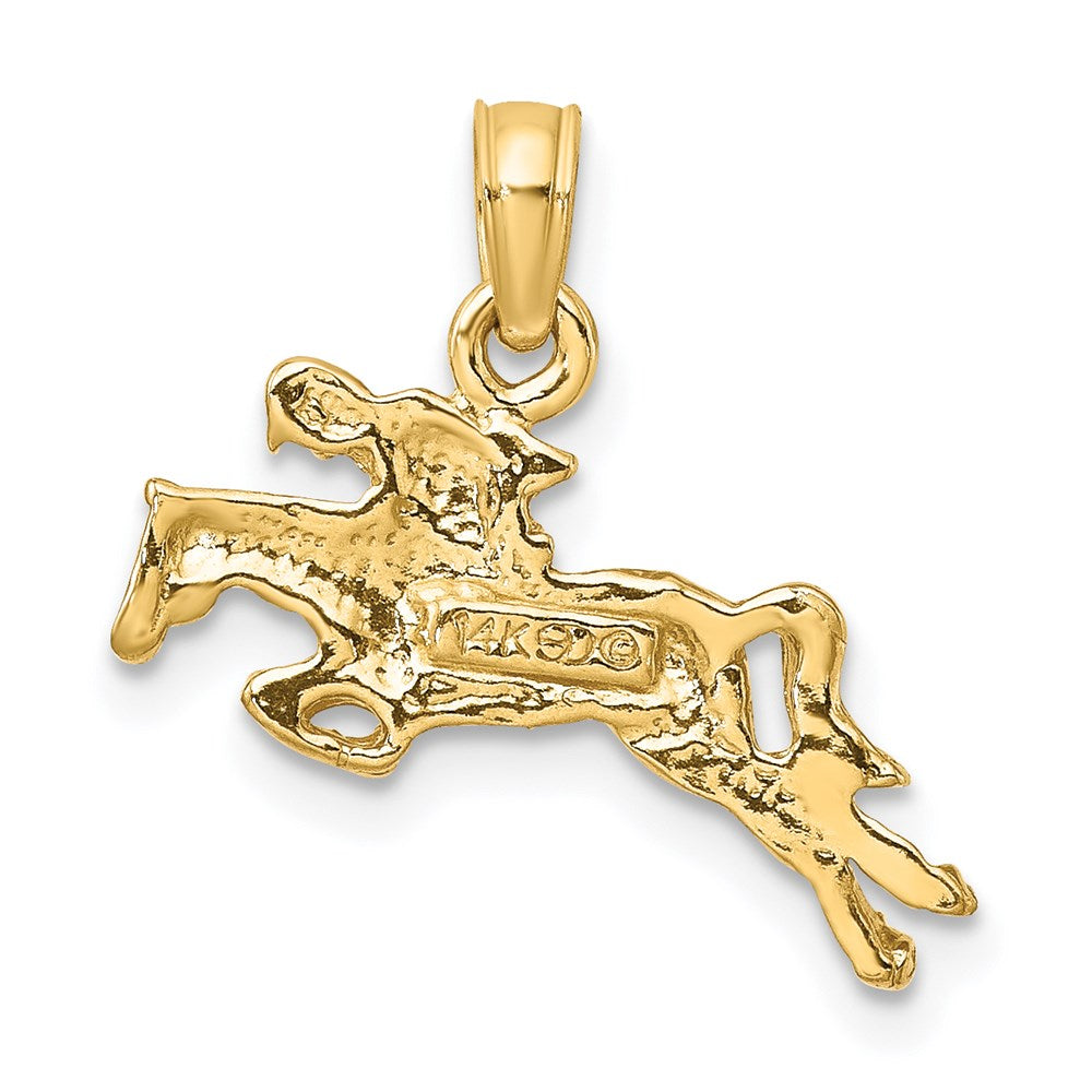 14K Gold Jockey on Jumping Horse Necklace Pendant - Charlie & Co. Jewelry