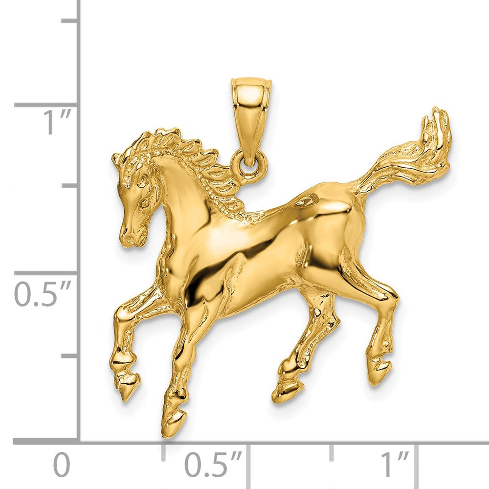 Gold Polished Large Horse Charm - Model K6544 - Charlie & Co. Jewelry