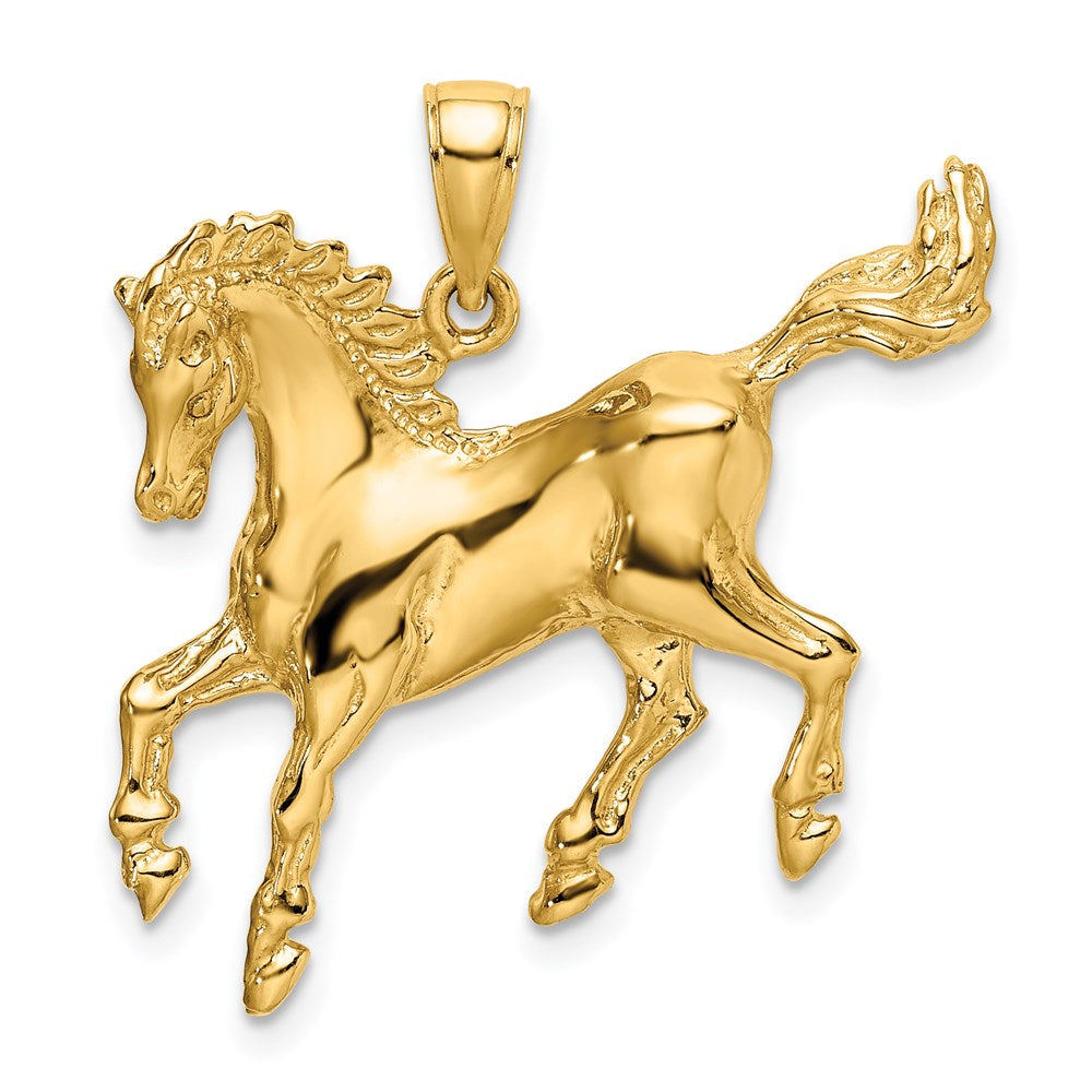 Gold Polished Large Horse Charm - Model K6544 - Charlie & Co. Jewelry