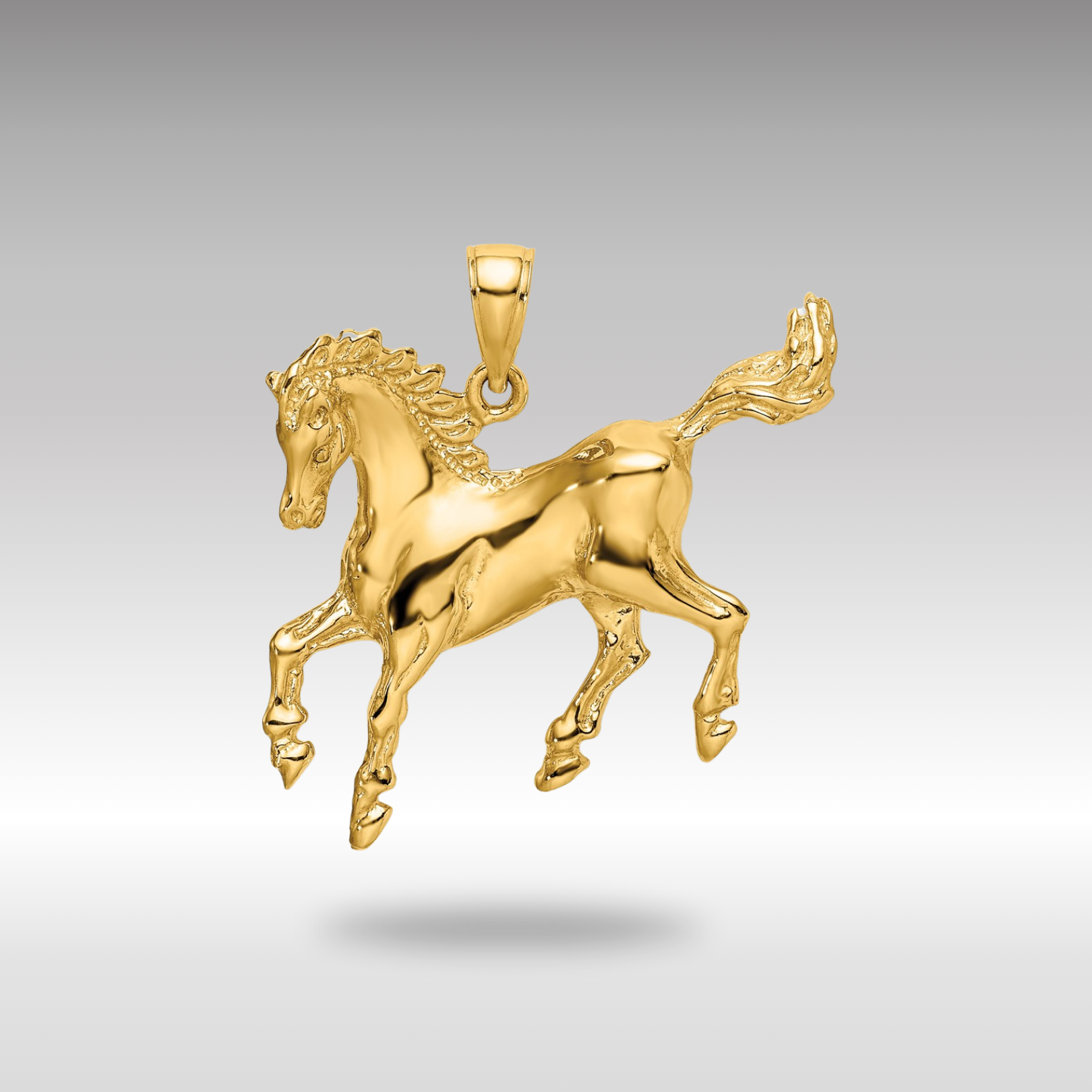 Gold Polished Large Horse Charm - Model K6544 - Charlie & Co. Jewelry