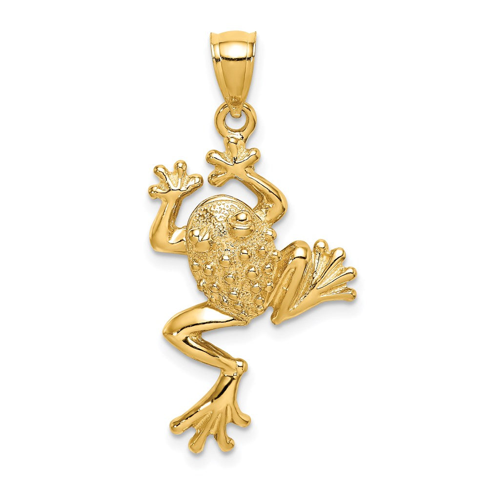 14K Gold Frog Pendant with Textured Back - Charlie & Co. Jewelry