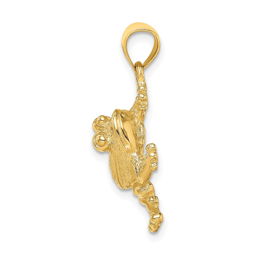 14K Gold Textured 2D Sitting Frog Charm - Charlie & Co. Jewelry