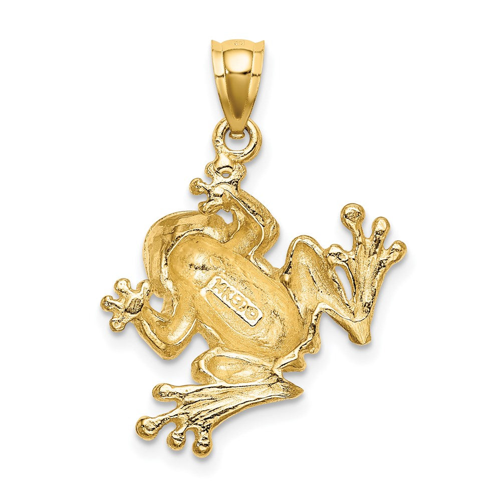 14K Gold Textured 2D Sitting Frog Charm - Charlie & Co. Jewelry