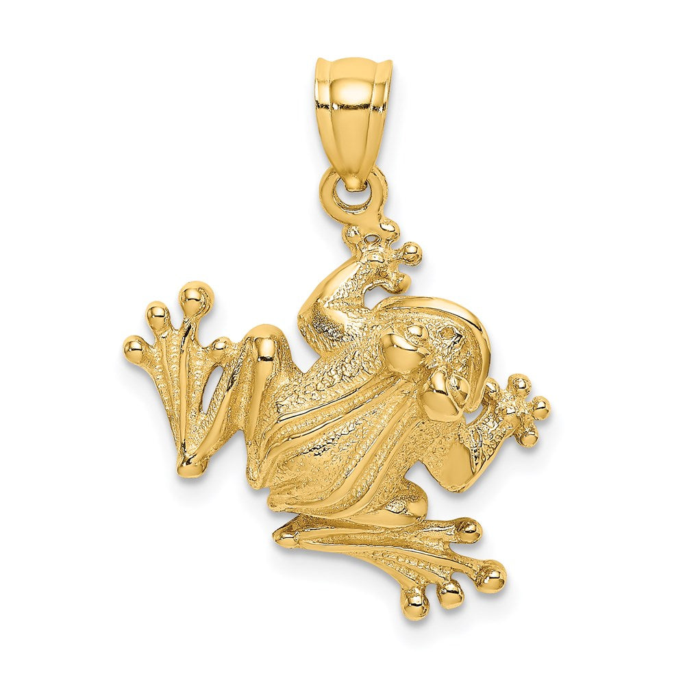 14K Gold Textured 2D Sitting Frog Charm - Charlie & Co. Jewelry