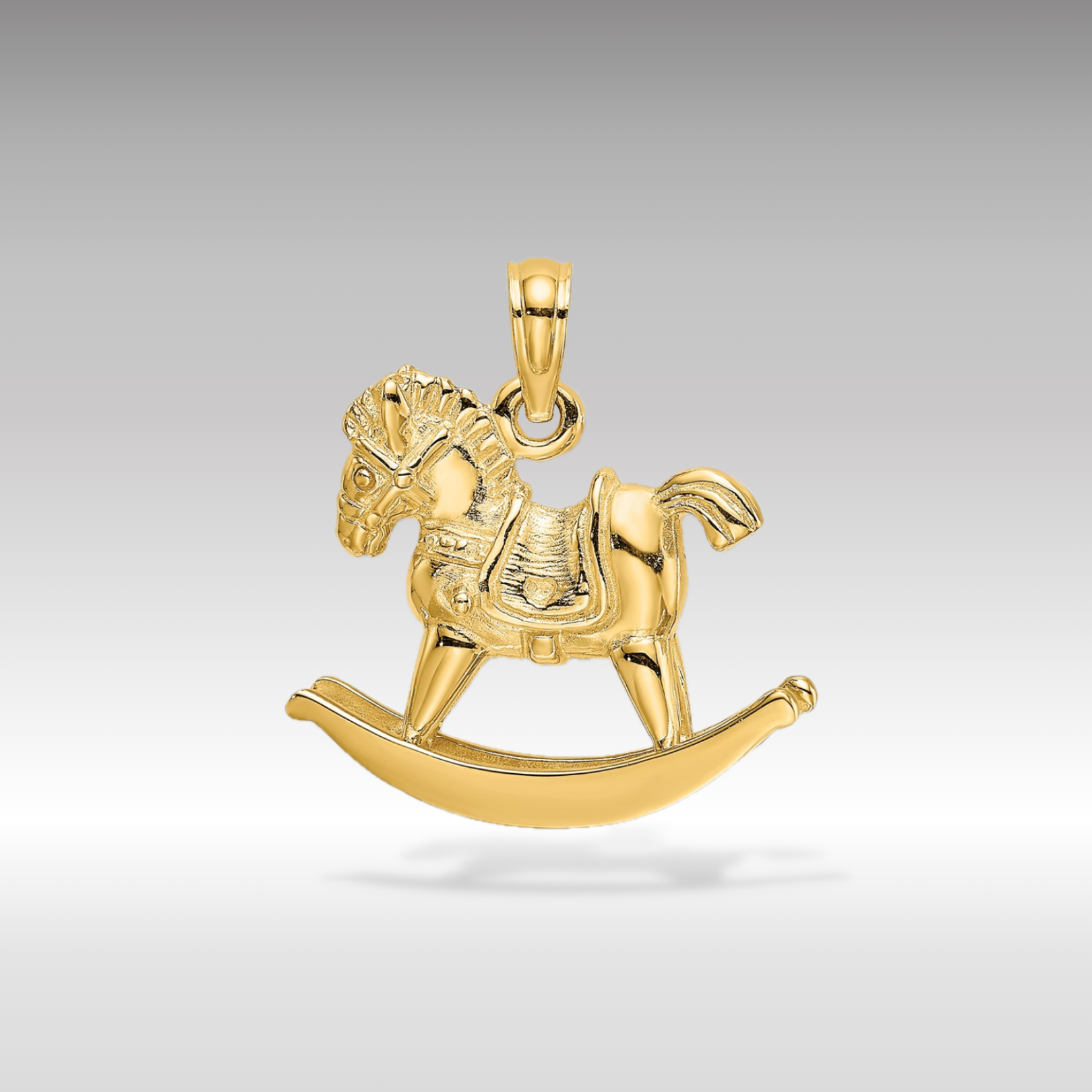 14K Gold 3D Playful Rocking Horse Pendant - Charlie & Co. Jewelry