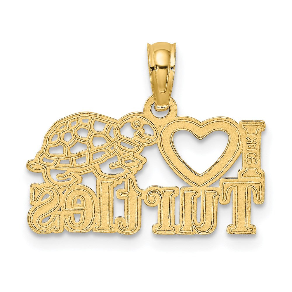 14K Gold 'I Heart Turtles' Necklace Pendant - Charlie & Co. Jewelry