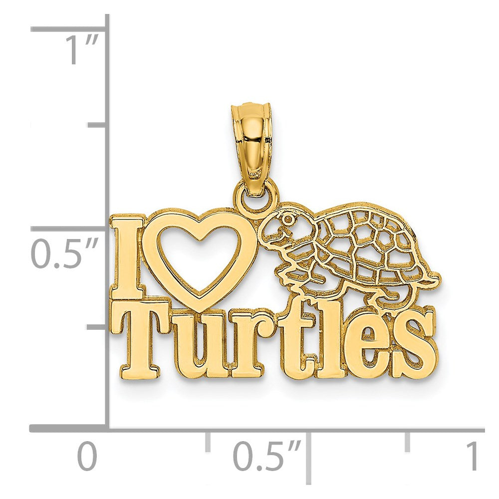 14K Gold 'I Heart Turtles' Necklace Pendant - Charlie & Co. Jewelry