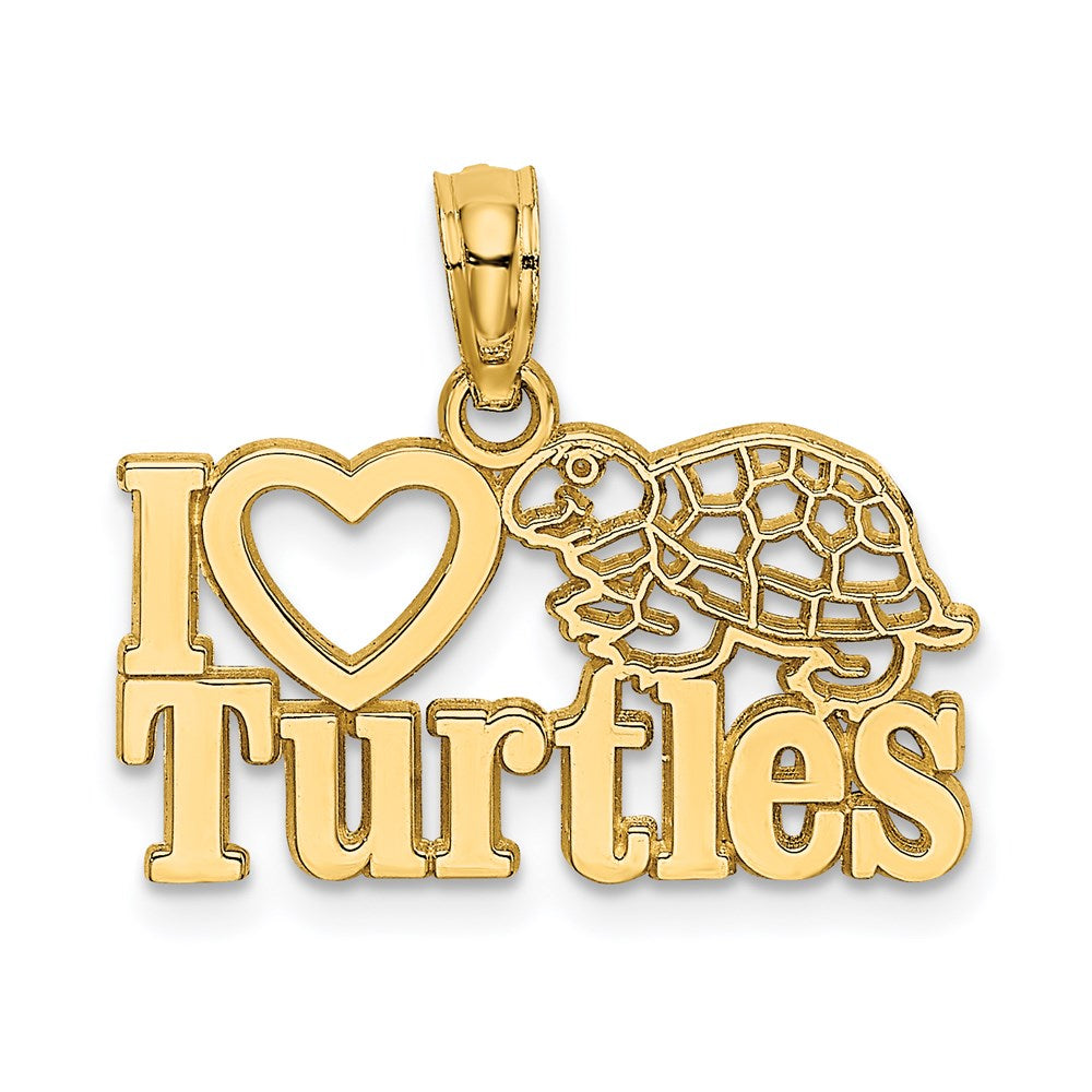 14K Gold 'I Heart Turtles' Necklace Pendant - Charlie & Co. Jewelry