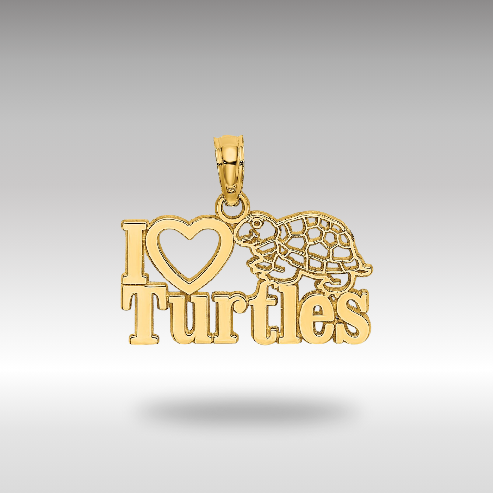 Gold 'I Heart Turtles' Necklace Pendant - Charlie & Co. Jewelry