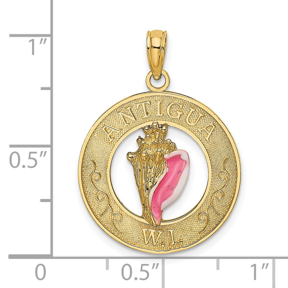 Charlie & Co Jewelry | 14k Antigua, Wi Circle W/ Enamel Conch Shell Charm - Model K6646