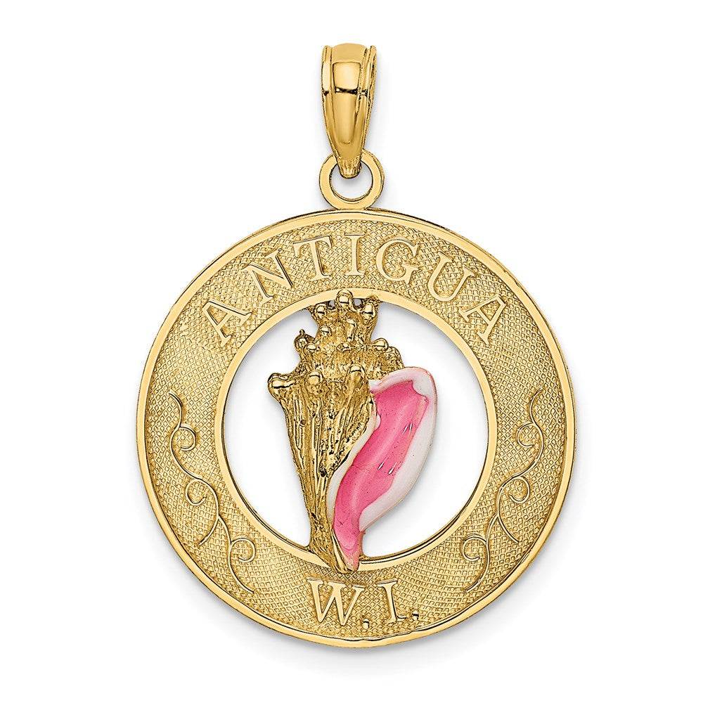Charlie & Co Jewelry | 14k Antigua, Wi Circle W/ Enamel Conch Shell Charm - Model K6646