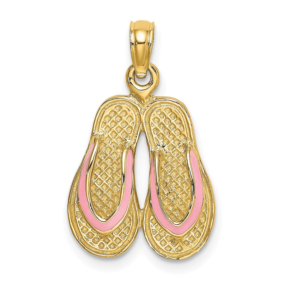 Charlie & Co Jewelry | 14k  3d W/ Pink Enamel Double Flip-flop Charm - Model K6659