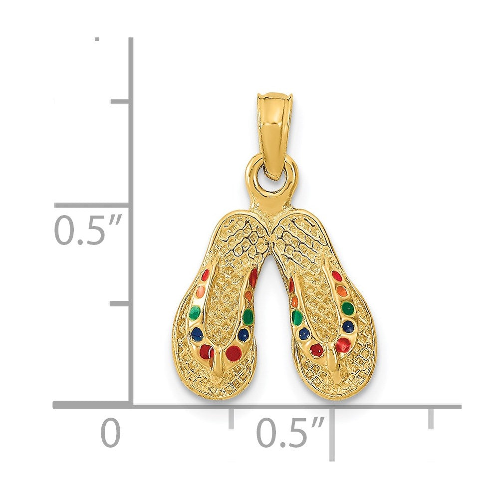 Charlie & Co Jewelry | 14k  3d W/ Multi-color Enamel Double Flip-flop Charm - Model K6663
