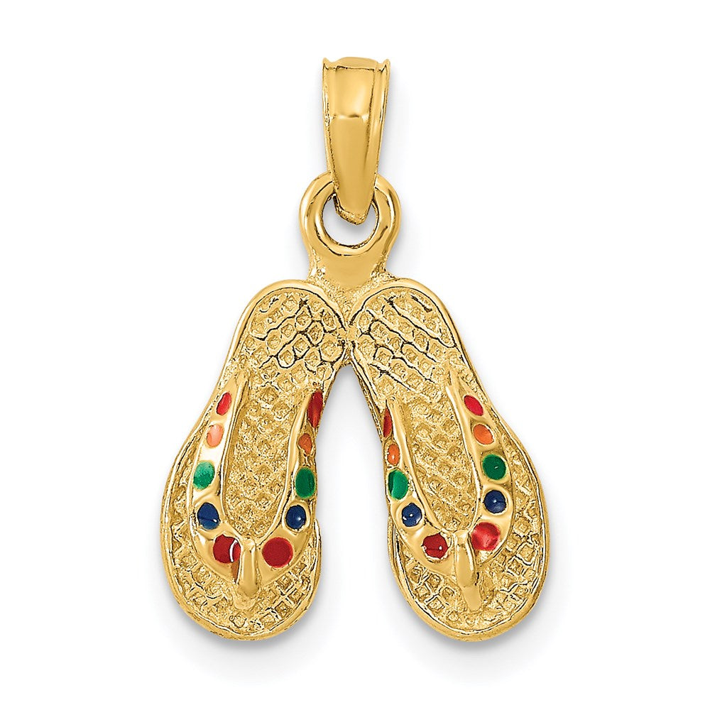 Charlie & Co Jewelry | 14k  3d W/ Multi-color Enamel Double Flip-flop Charm - Model K6663