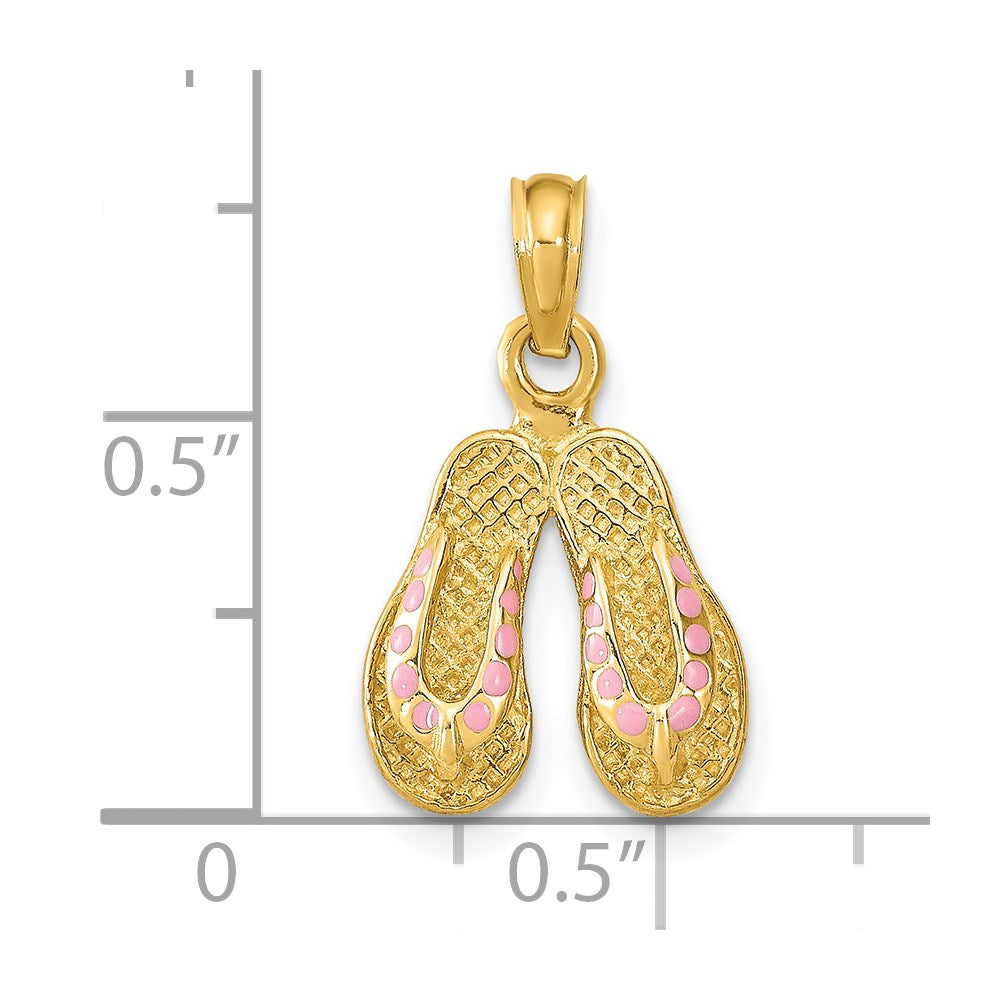 Charlie & Co Jewelry | 14k  3d W/ Pink Enamel Double Flip-flop Charm - Model K6664