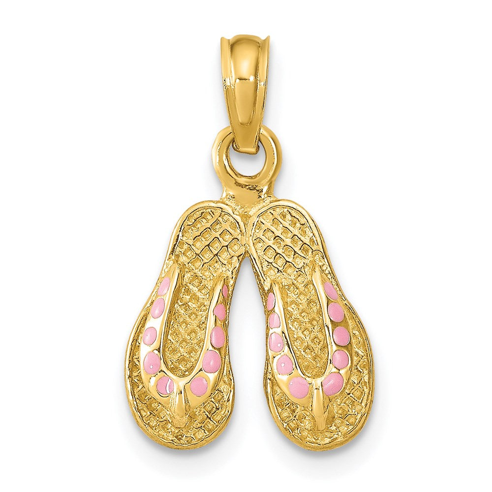 Charlie & Co Jewelry | 14k  3d W/ Pink Enamel Double Flip-flop Charm - Model K6664