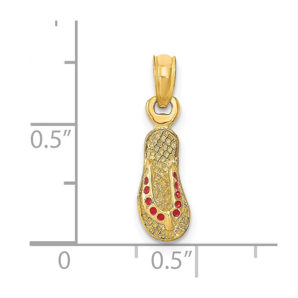 Charlie & Co Jewelry | 14k  3d W/ Red Enamel Single Flip-flop Charm - Model K6676