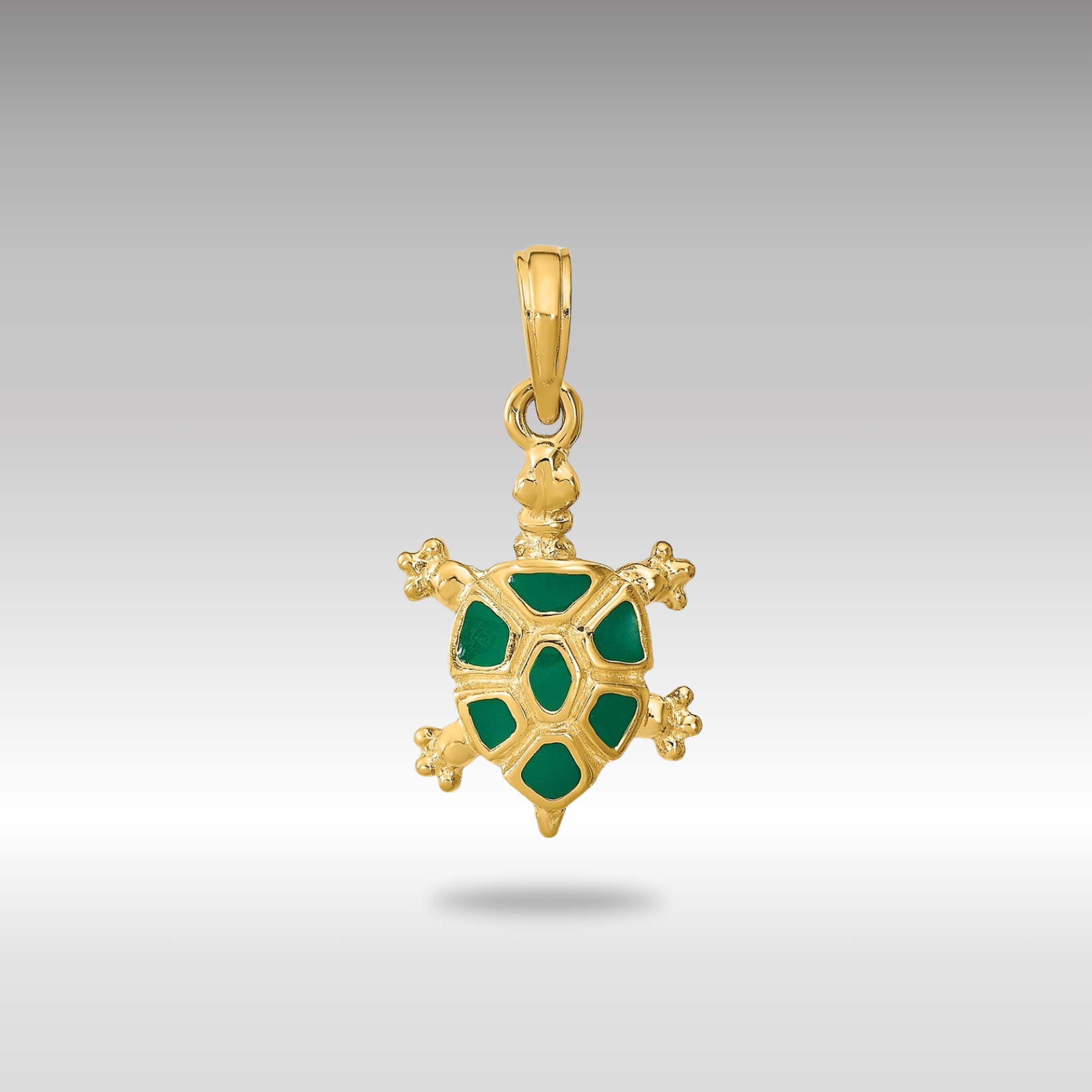 Gold with Green Enamel Land Turtle Charm - Charlie & Co. Jewelry